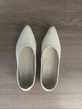 Vivaia Aria 5 Cream Ivory Knit Casual Daily Pointed Toe Ballet Flats Womens 40